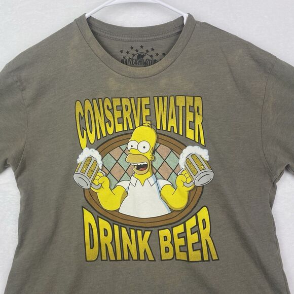 Universal Studios Homer Simpson Conserve Water Drink Water Graphic Shirt Medium - Picture 3 of 9